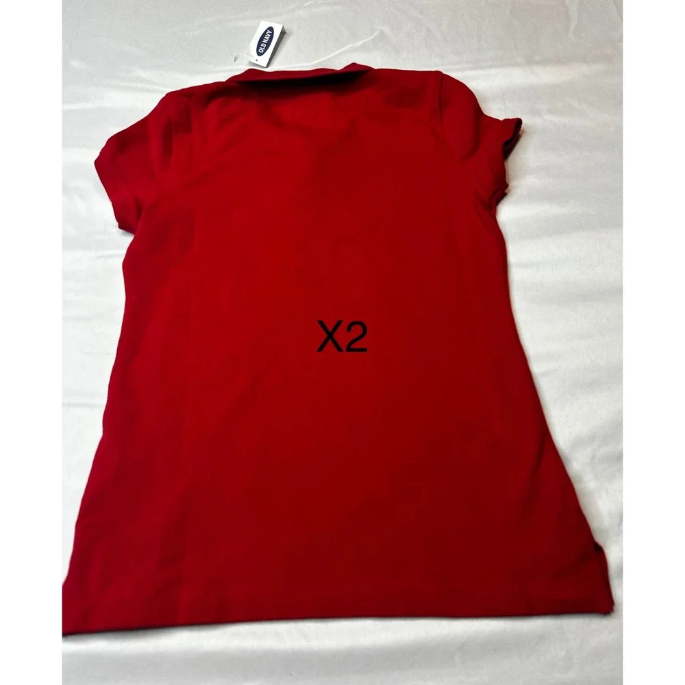 Old Navy Girls Red Short Sleeve Polo Shirt Bundle Set of 2 Size M 8 NWT